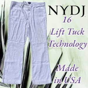 NYDJ Linen blend 16 women’s wide leg high waisted trouser pants beachy comfy